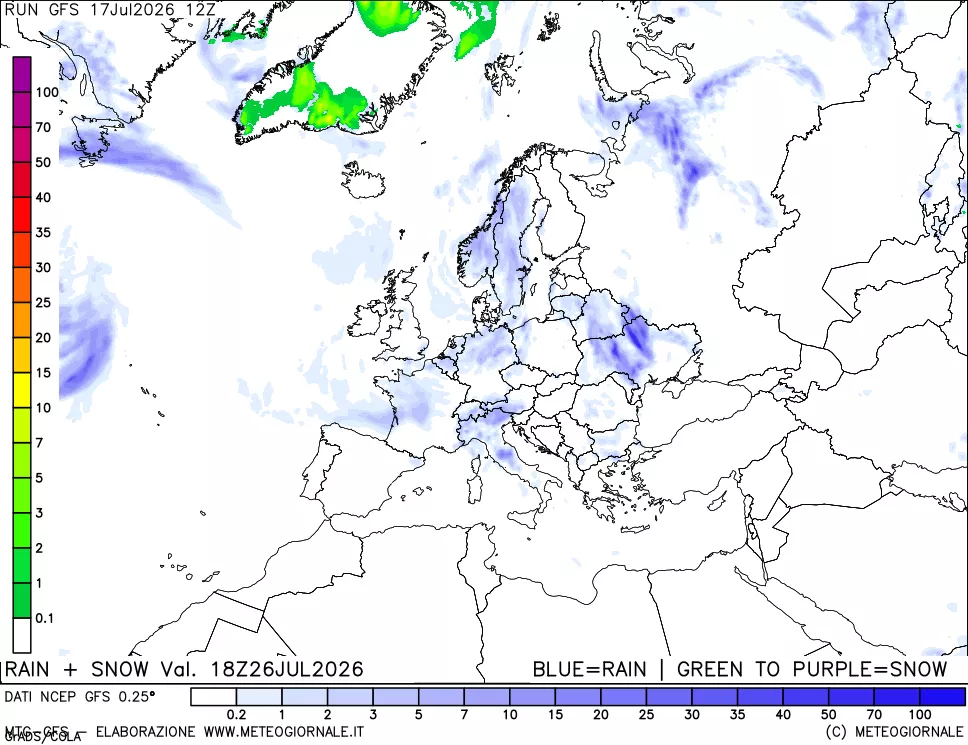 mappa Precipitazioni totali e nevose