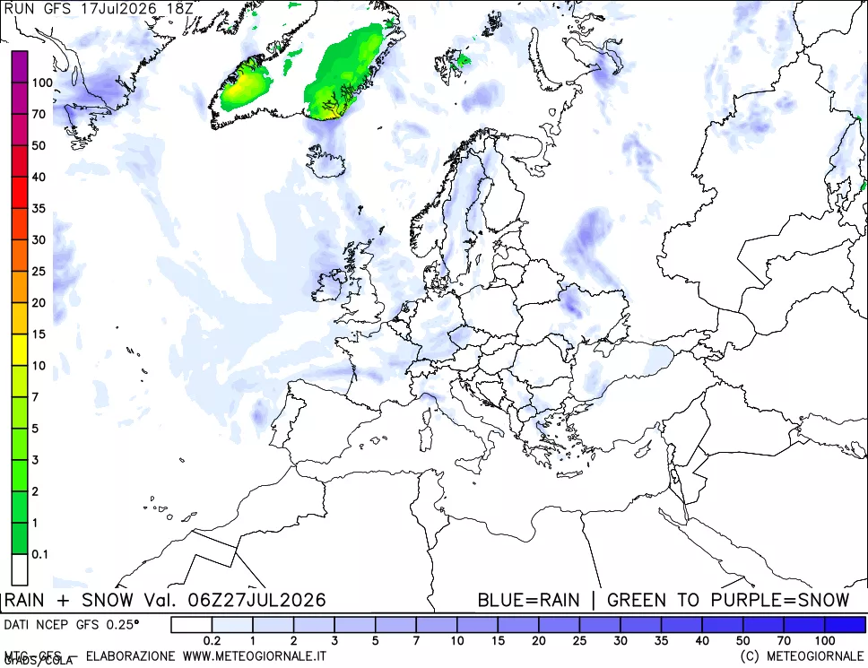 mappa Precipitazioni totali e nevose