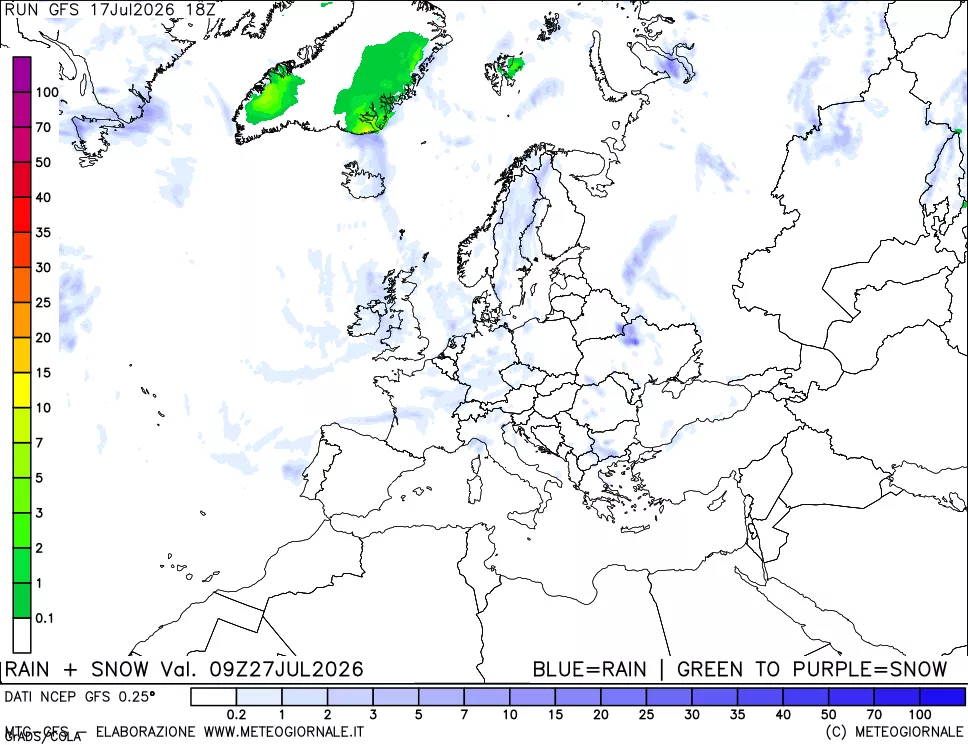 mappa Precipitazioni totali e nevose
