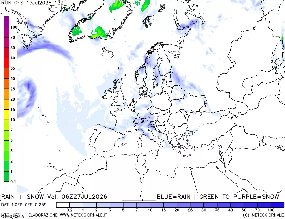 mappa Precipitazioni totali e nevose