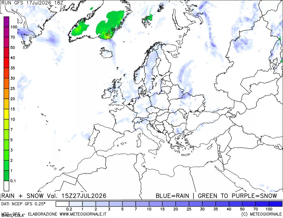 mappa Precipitazioni totali e nevose