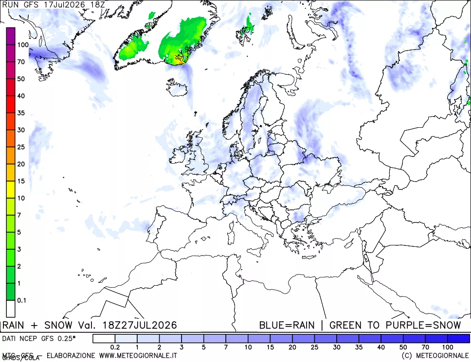 mappa Precipitazioni totali e nevose