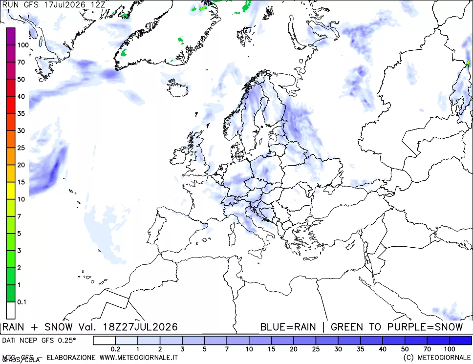 mappa Precipitazioni totali e nevose