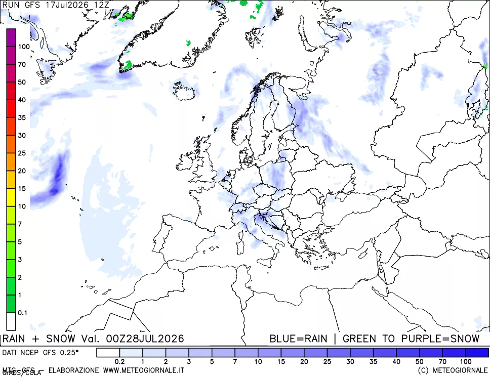 mappa Precipitazioni totali e nevose