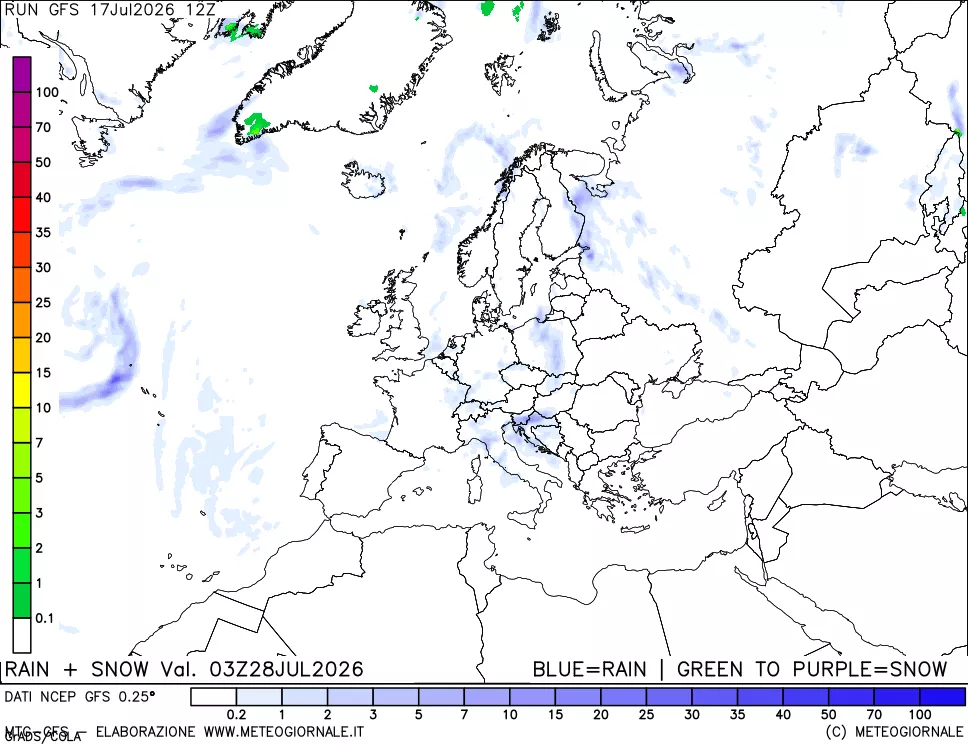 mappa Precipitazioni totali e nevose