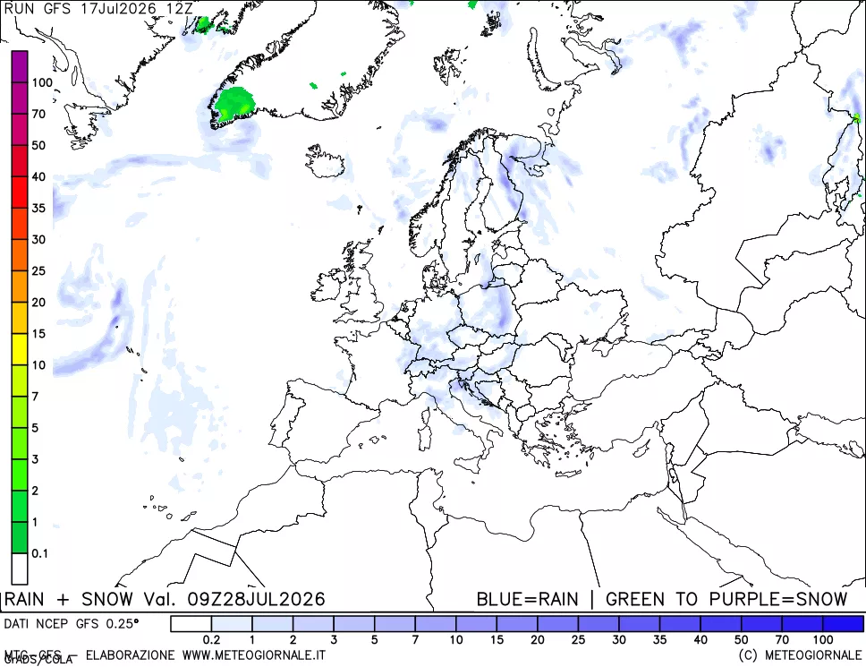 mappa Precipitazioni totali e nevose