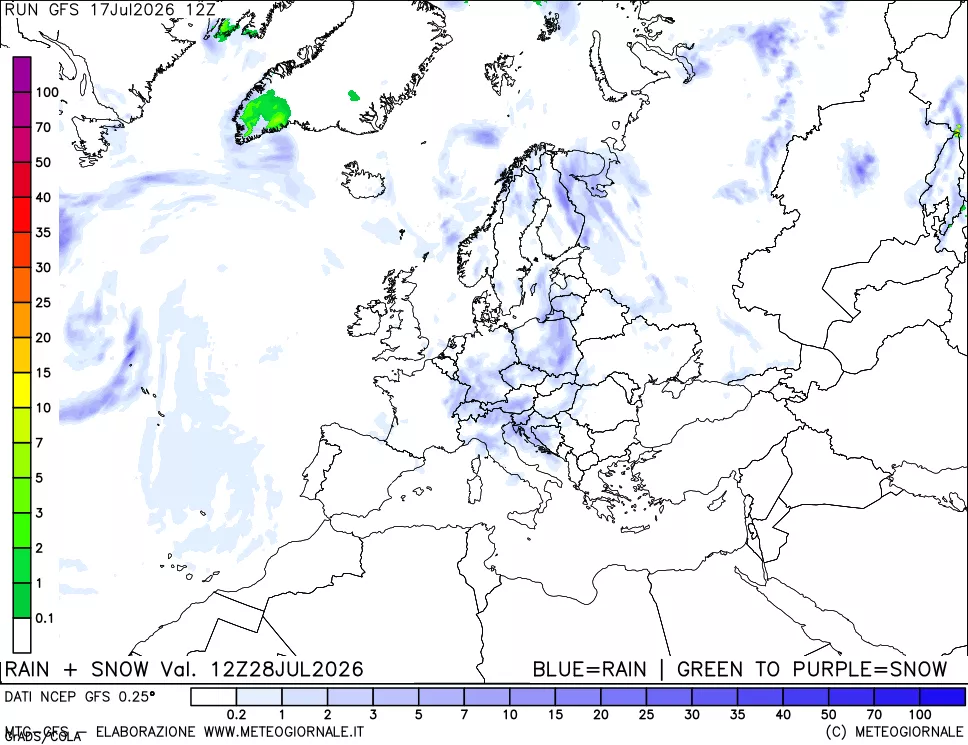 mappa Precipitazioni totali e nevose