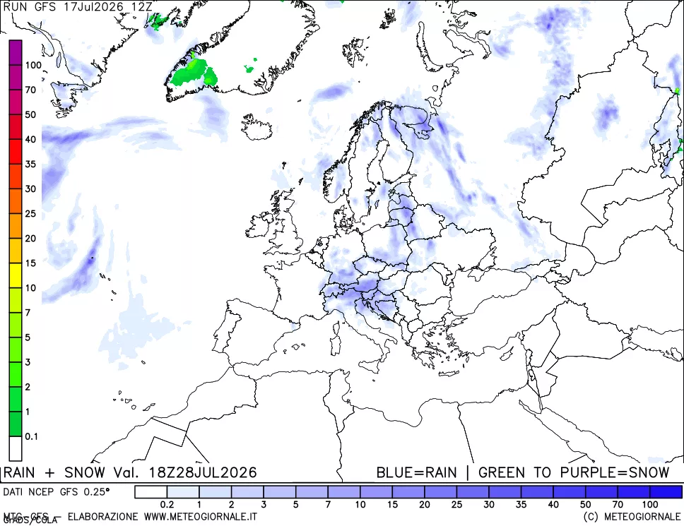 mappa Precipitazioni totali e nevose