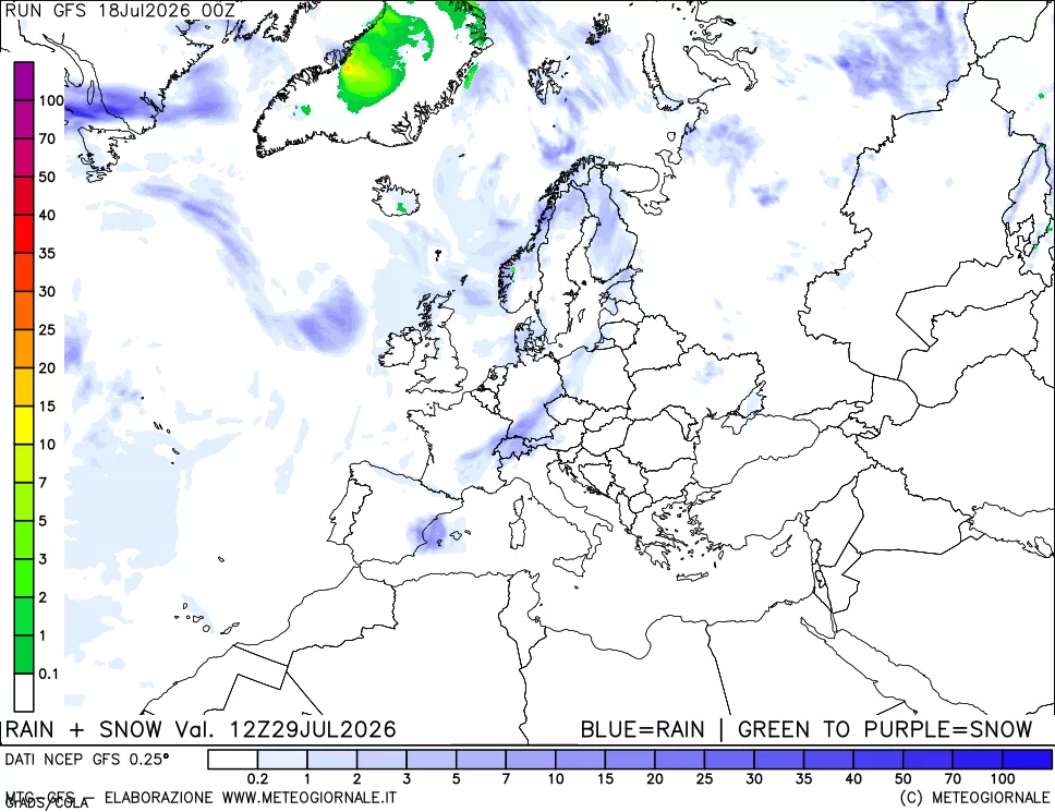 mappa Precipitazioni totali e nevose