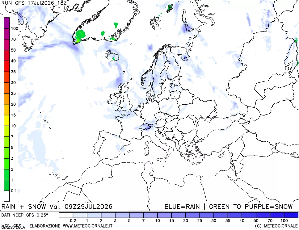 mappa Precipitazioni totali e nevose