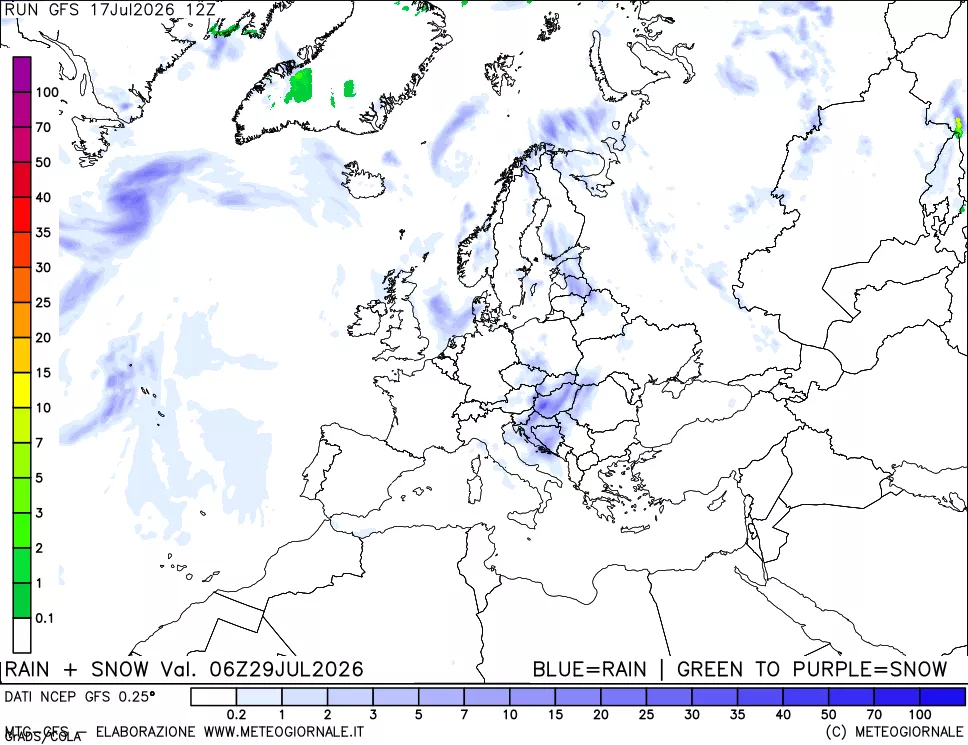 mappa Precipitazioni totali e nevose