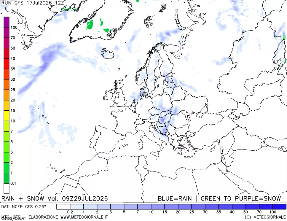 mappa Precipitazioni totali e nevose