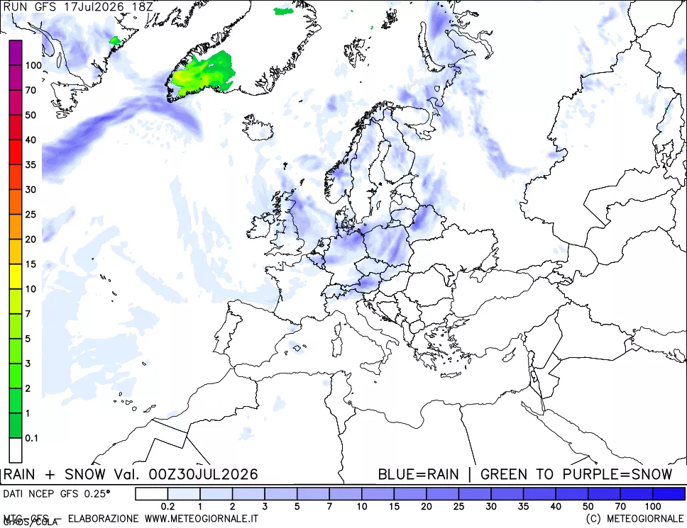 mappa Precipitazioni totali e nevose