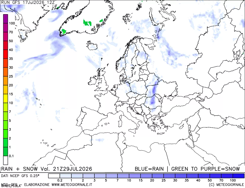 mappa Precipitazioni totali e nevose