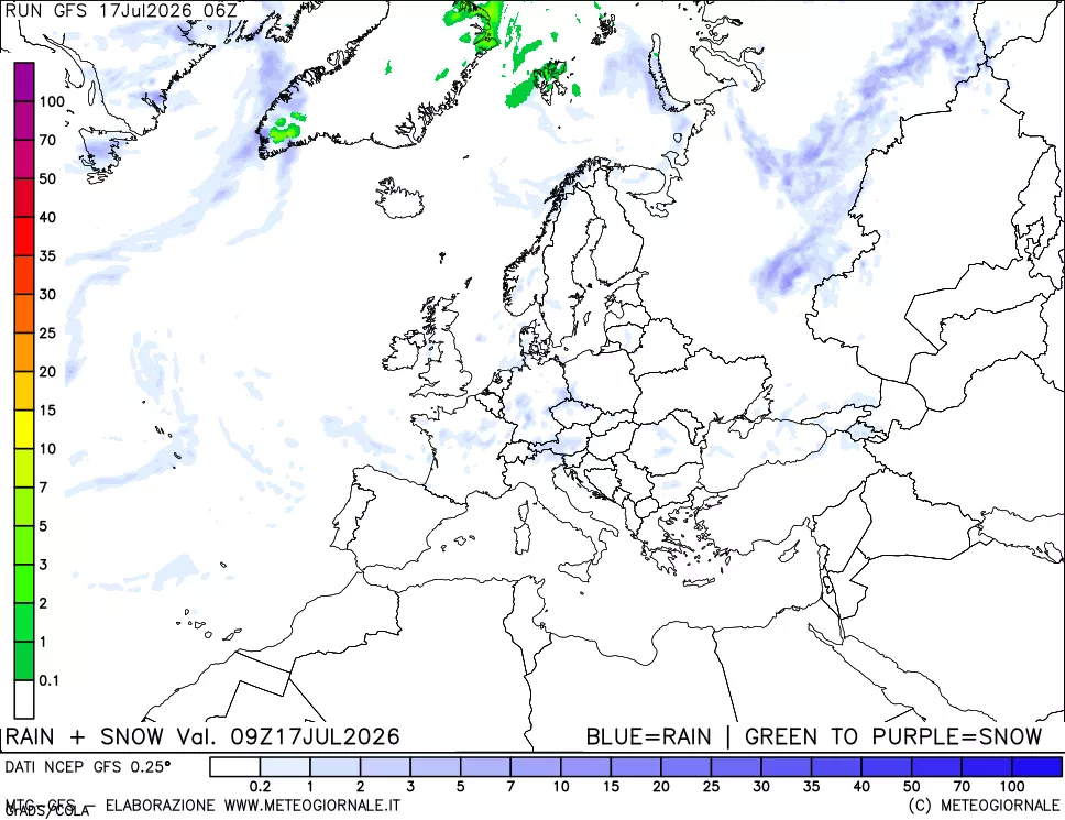 mappa Precipitazioni totali e nevose