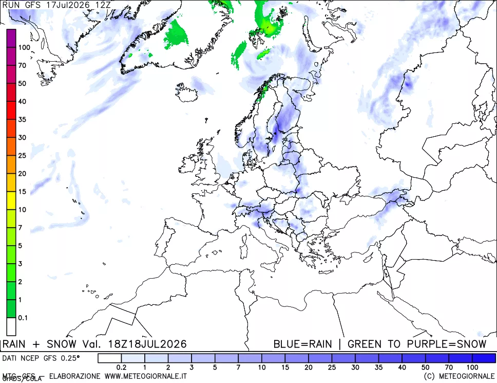 mappa Precipitazioni totali e nevose