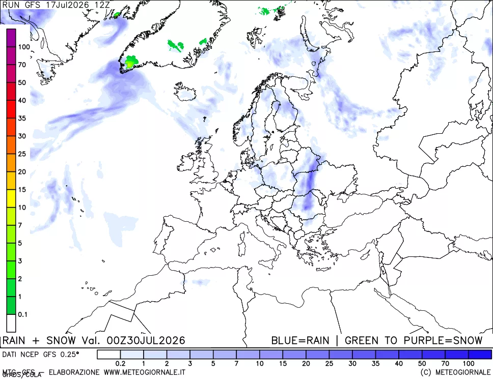 mappa Precipitazioni totali e nevose