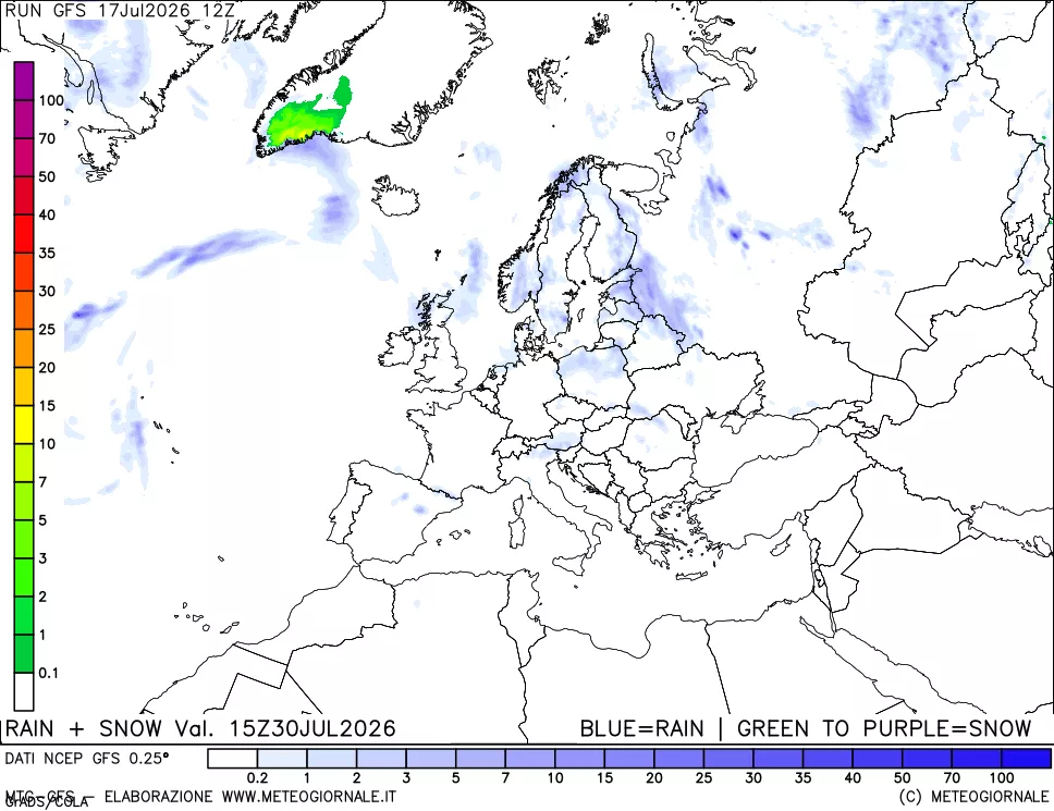 mappa Precipitazioni totali e nevose