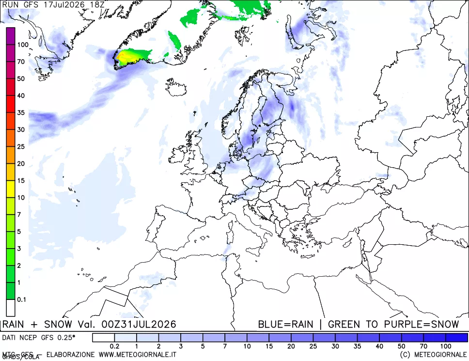 mappa Precipitazioni totali e nevose