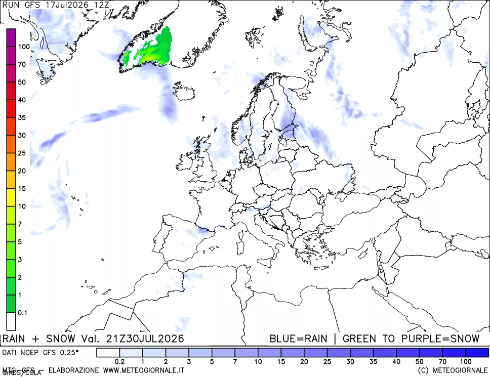 mappa Precipitazioni totali e nevose