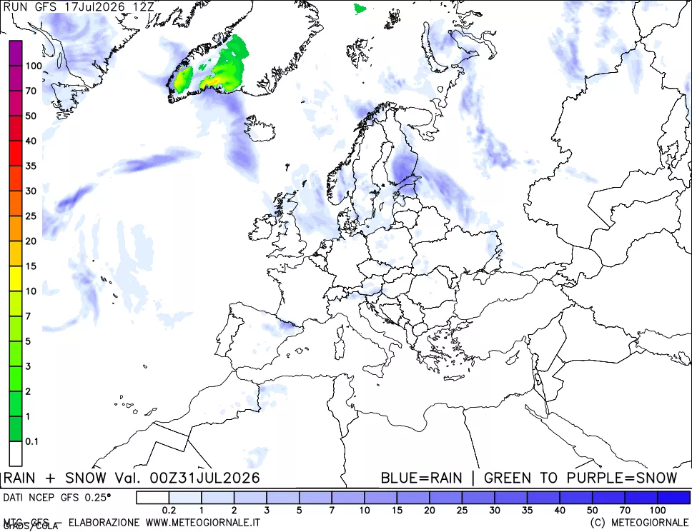 mappa Precipitazioni totali e nevose