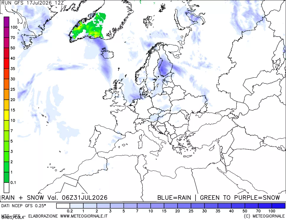 mappa Precipitazioni totali e nevose