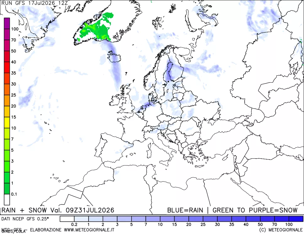 mappa Precipitazioni totali e nevose