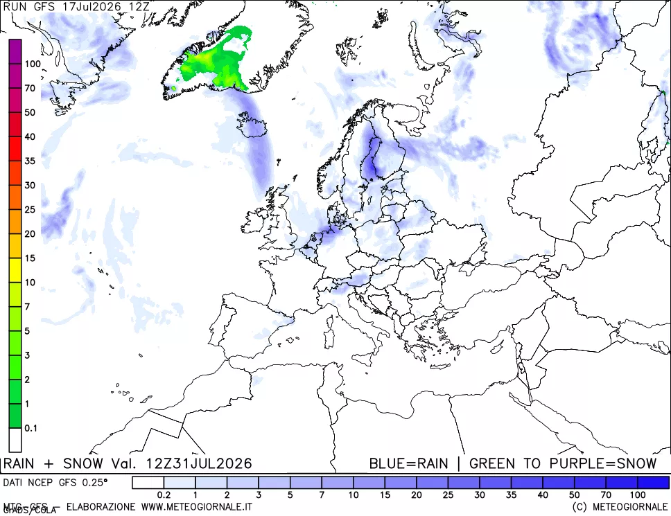 mappa Precipitazioni totali e nevose