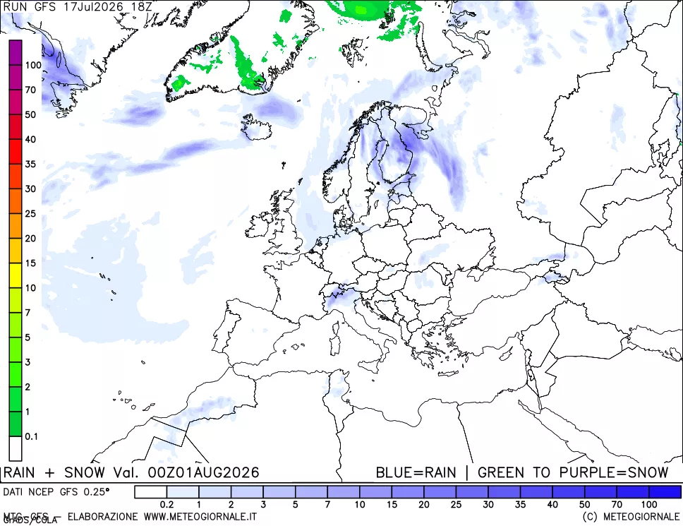 mappa Precipitazioni totali e nevose
