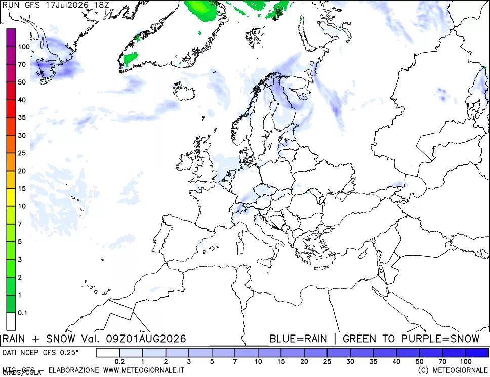 mappa Precipitazioni totali e nevose