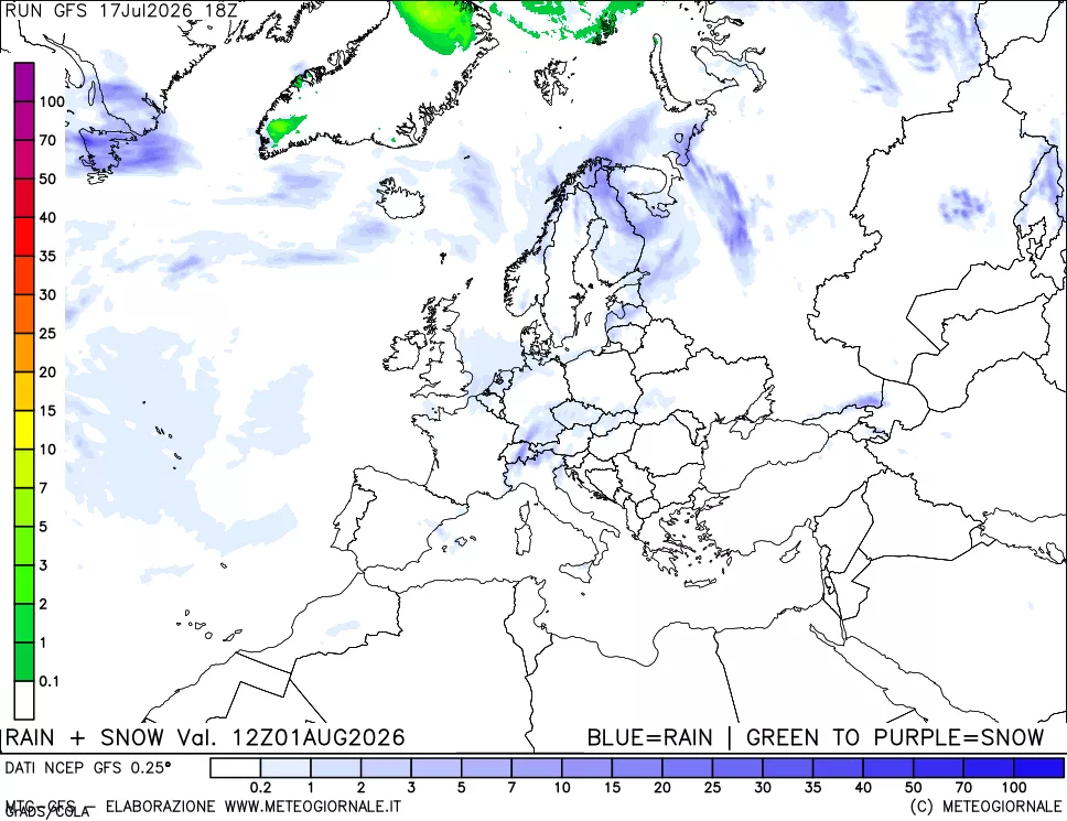 mappa Precipitazioni totali e nevose