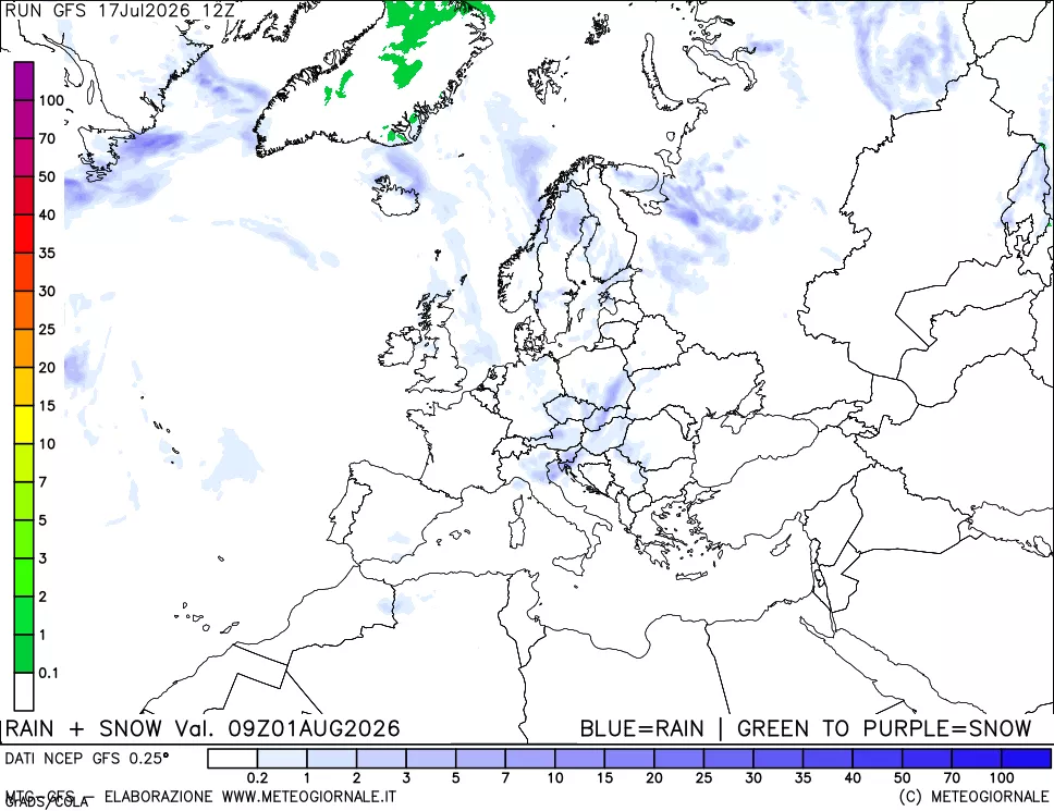 mappa Precipitazioni totali e nevose