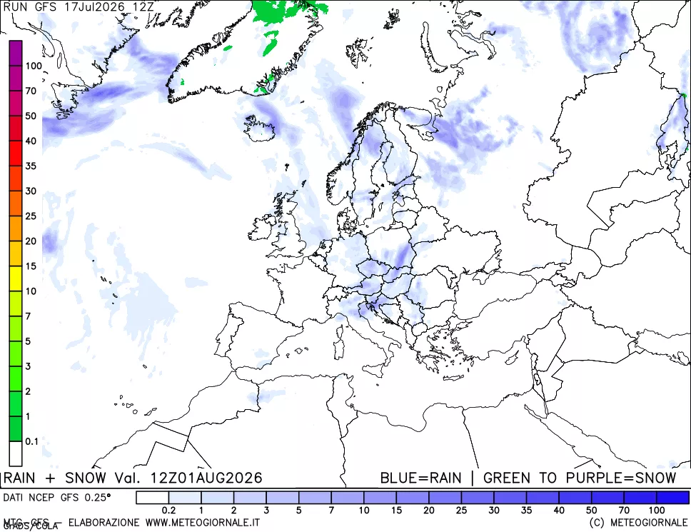 mappa Precipitazioni totali e nevose