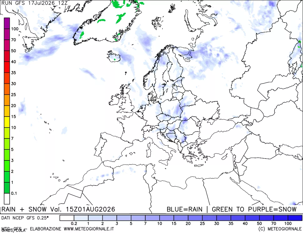 mappa Precipitazioni totali e nevose
