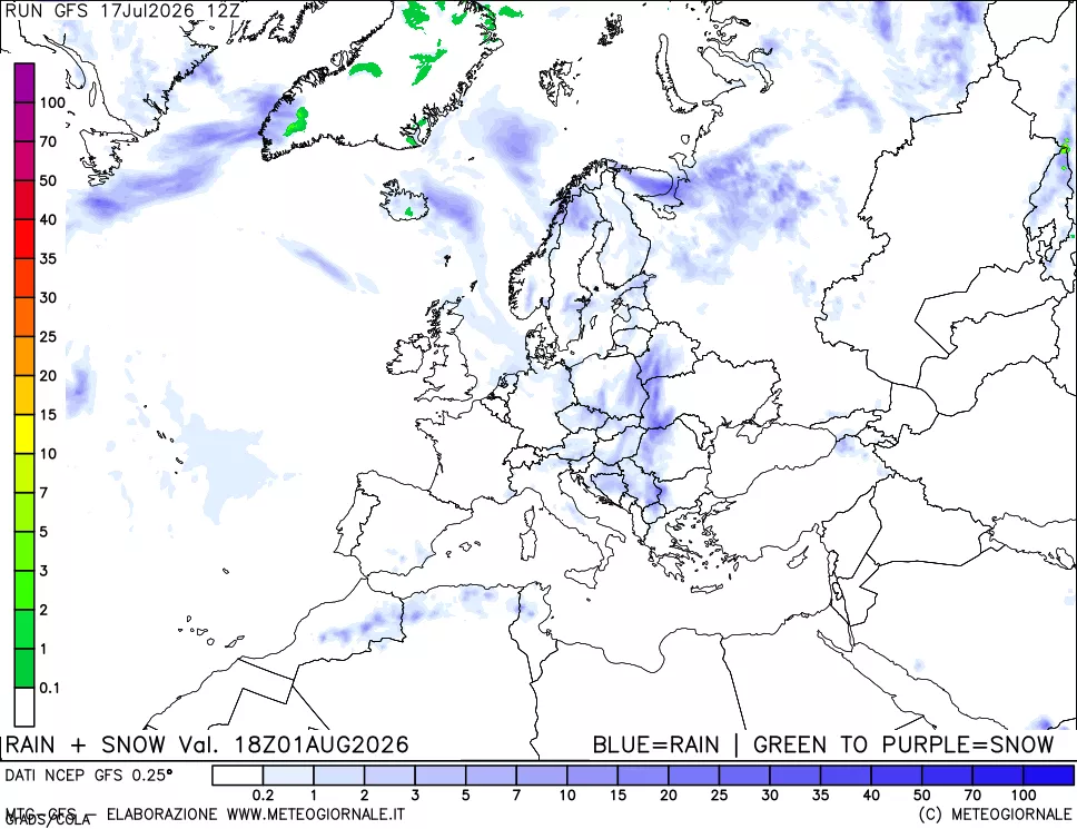 mappa Precipitazioni totali e nevose