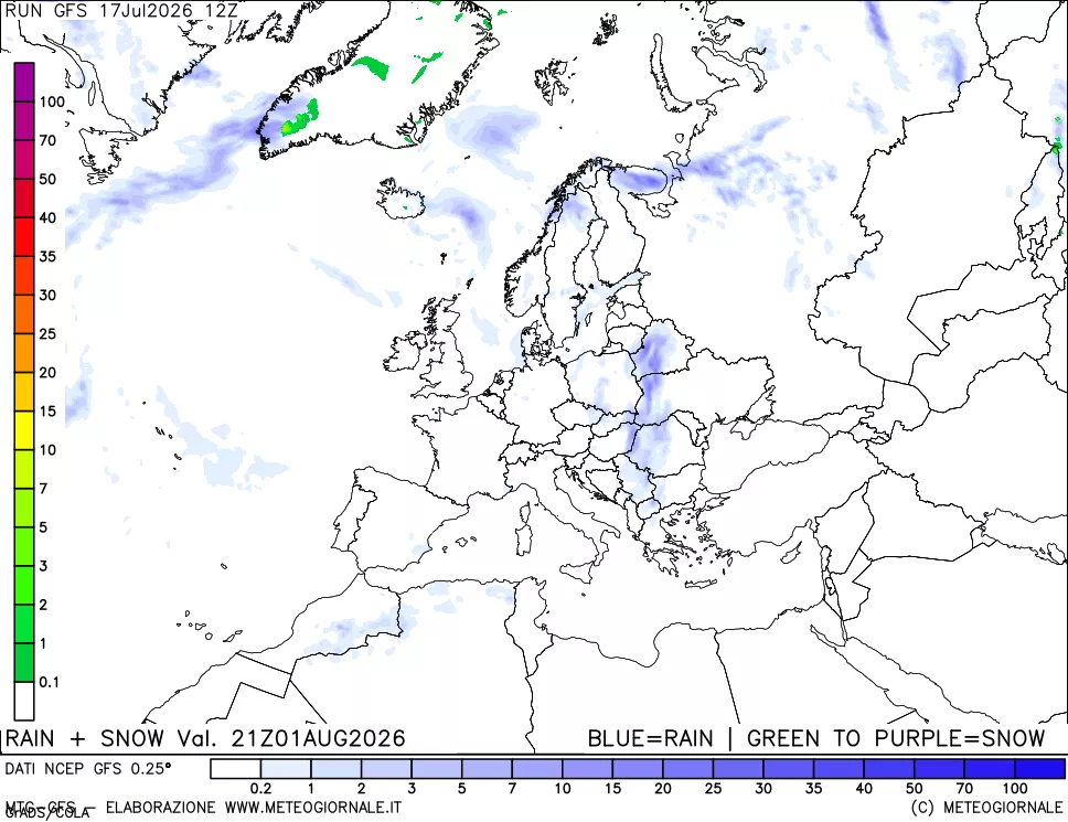 mappa Precipitazioni totali e nevose