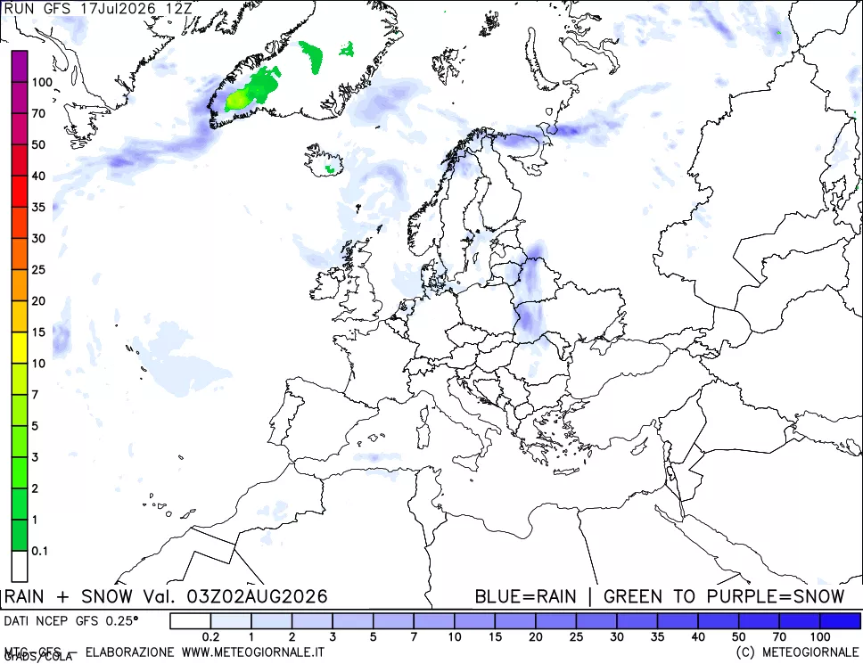 mappa Precipitazioni totali e nevose