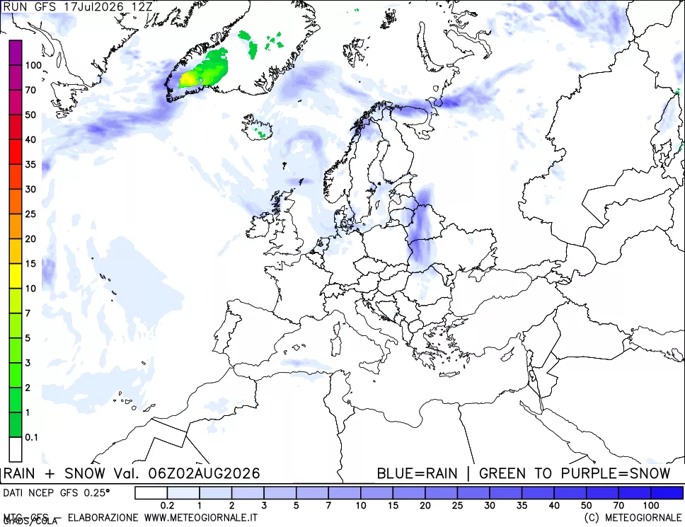 mappa Precipitazioni totali e nevose