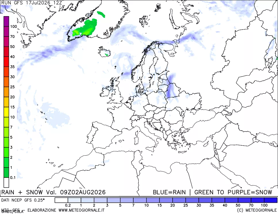 mappa Precipitazioni totali e nevose