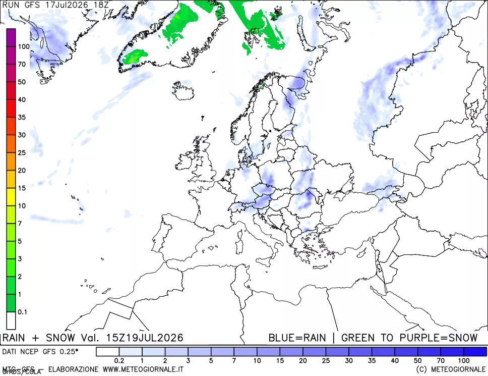 mappa Precipitazioni totali e nevose