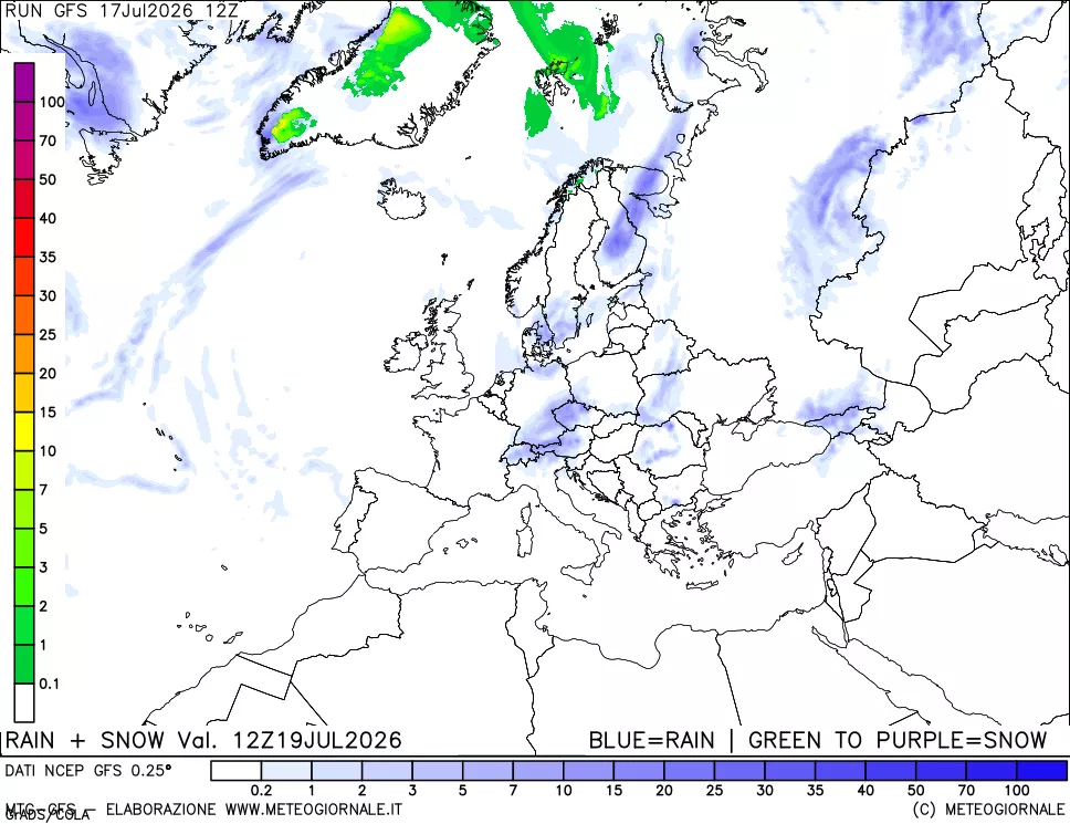 mappa Precipitazioni totali e nevose