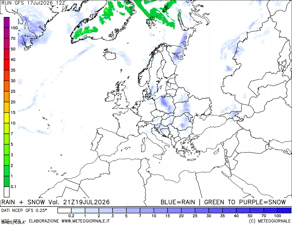 mappa Precipitazioni totali e nevose