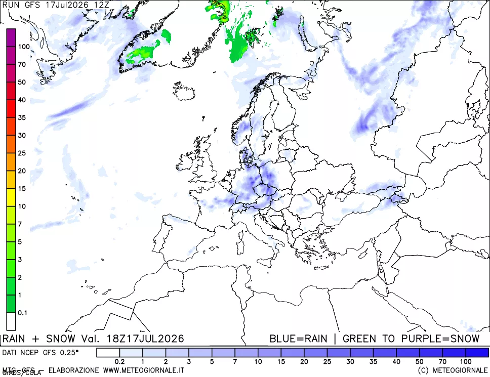 mappa Precipitazioni totali e nevose
