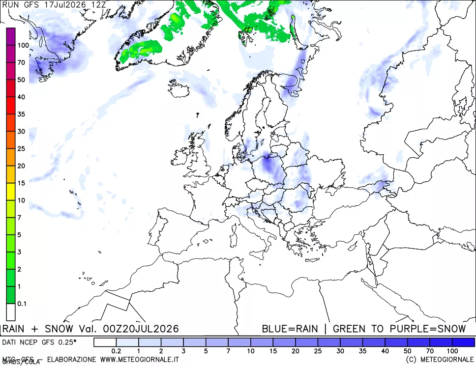 mappa Precipitazioni totali e nevose