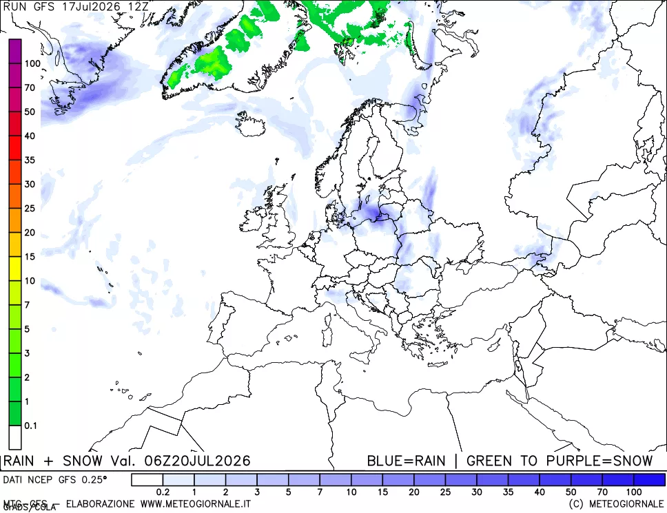 mappa Precipitazioni totali e nevose