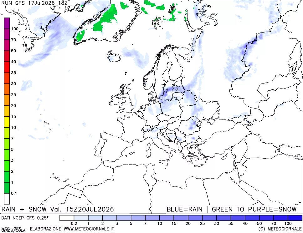 mappa Precipitazioni totali e nevose