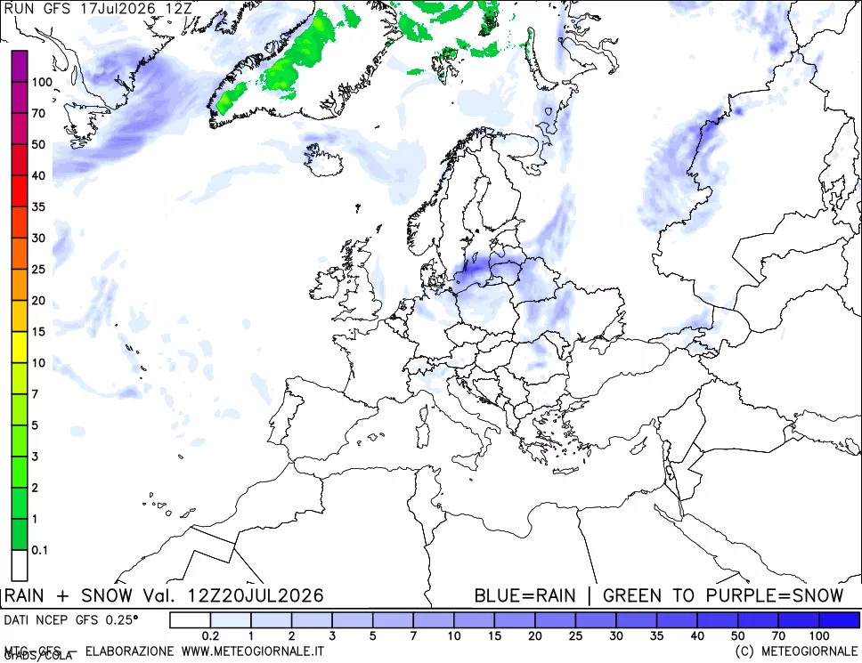 mappa Precipitazioni totali e nevose