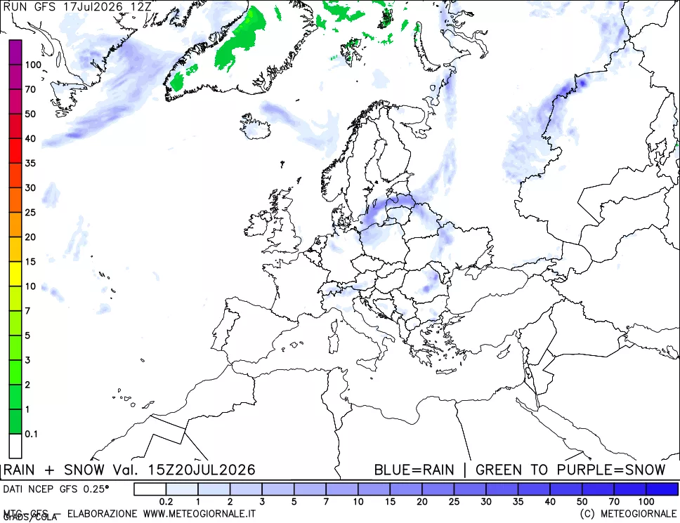 mappa Precipitazioni totali e nevose