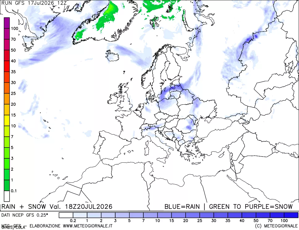 mappa Precipitazioni totali e nevose