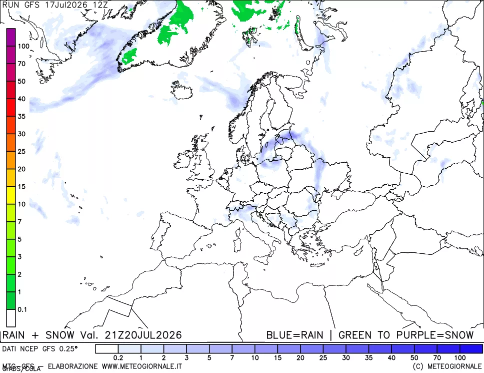 mappa Precipitazioni totali e nevose
